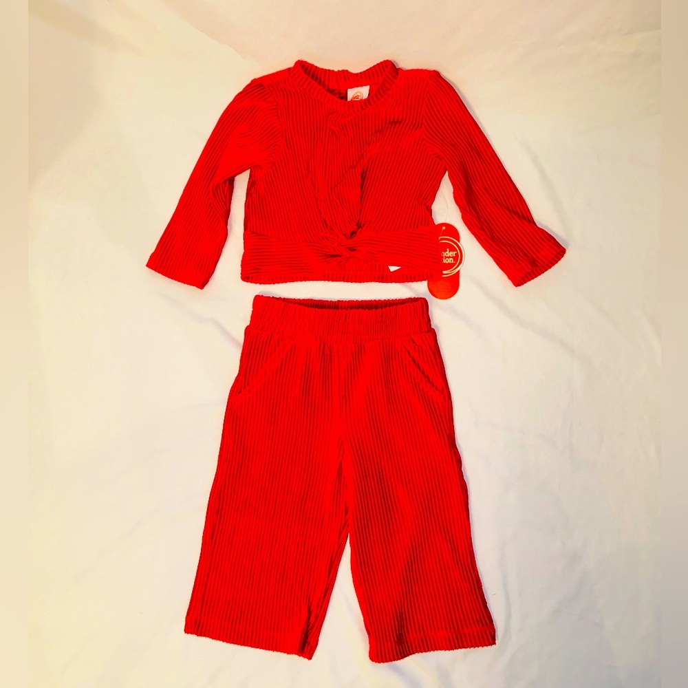 Wonder Nation Baby Girl Holiday Velour Pant Set B6 - Picture 2 of 7